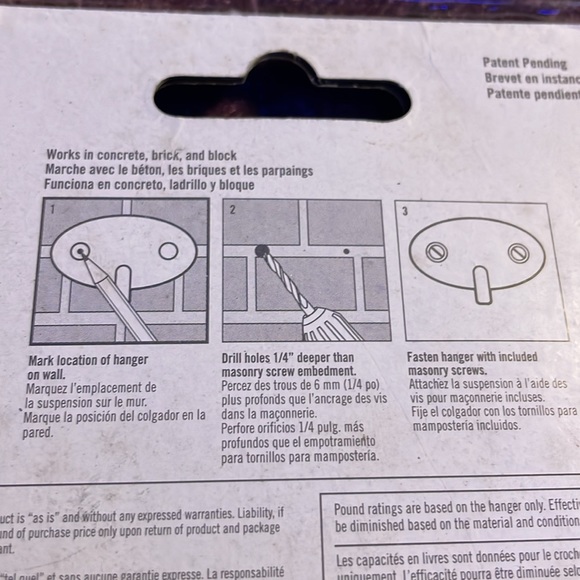 New Masonry Picture Hanger with drill bit and screws holds 300lbs PH-97 171043 - Picture 6 of 9